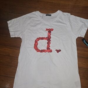 Diamond Supply Co. White Tee with Red Floral Letter
